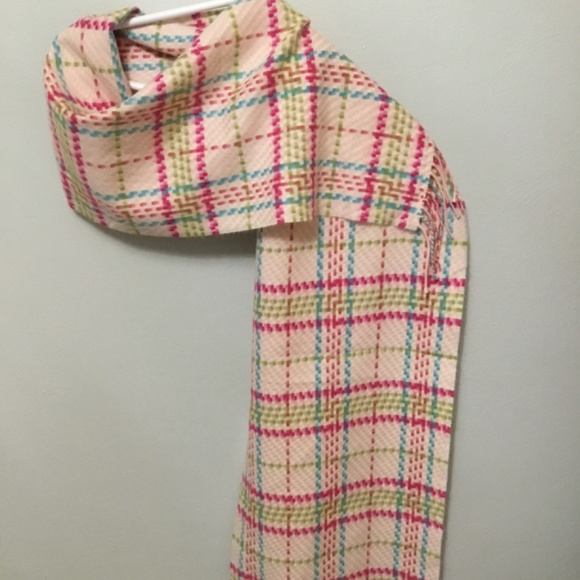 Multi-colored cashmere scarf with fringe - Picture 3 of 3